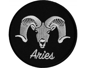 Patch, Embroidered Patch (Iron-On or Sew-On), Aries Zodiac Sign Patch, 3" x 3"
