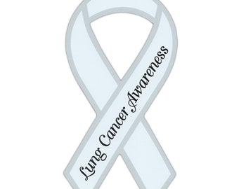 Ribbon Magnet - Lung Cancer - Support, Awareness - Cars, Trucks, Refrigerators, File Cabinets, Etc. - Magnetic Bumper Sticker - 4" x 8"