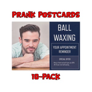 Prank Postcards (10-Pack) - Ball Waxing Appointment Reminder - Pranks Practical Jokes Gags Revenge - Send Them To Your Victims Yourself