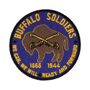 Patch, Embroidered Patch (Iron-On or Sew-On), Buffalo Soldiers We Can We Will Read and Forward, 3" Round (7.6 cm)