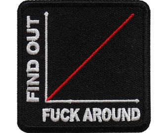 Patch, Embroidered Patch (Iron-On or Sew-On), More You Fuck Around More You Find Out Patch, 2.5" x 2.5"