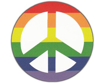 Rainbow Peace Sign Sticker: Hippie Flower Power Vinyl Decal