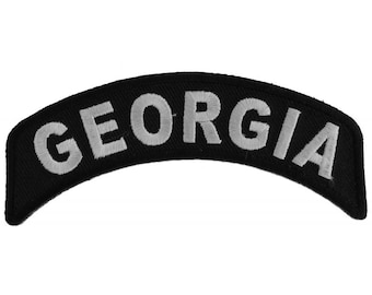 Patch, Small Embroidered Rocker (Iron-On or Sew-On), Georgia State Patch, 4" x 1.75" Arch