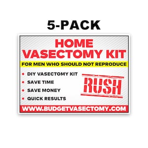 DIY Make Your Own Prank Gift Box, Home Vasectomy Kit Fake Product Label (5-PACK), For Pranks, Practical Jokes, Revenge, 7&quot; x 5&quot; Labels