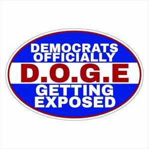 Doge Sticker, Department of Government Efficiency Water Bottle Sticker, Blue 6&quot;x4&quot;