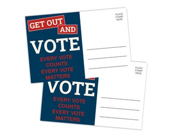 Get Out And Vote Your Vote Matters, Uncoated Bulk Voter Postcards For Letter Writing Campaigns, Blank Back For Message To Voters, 6" x 4"