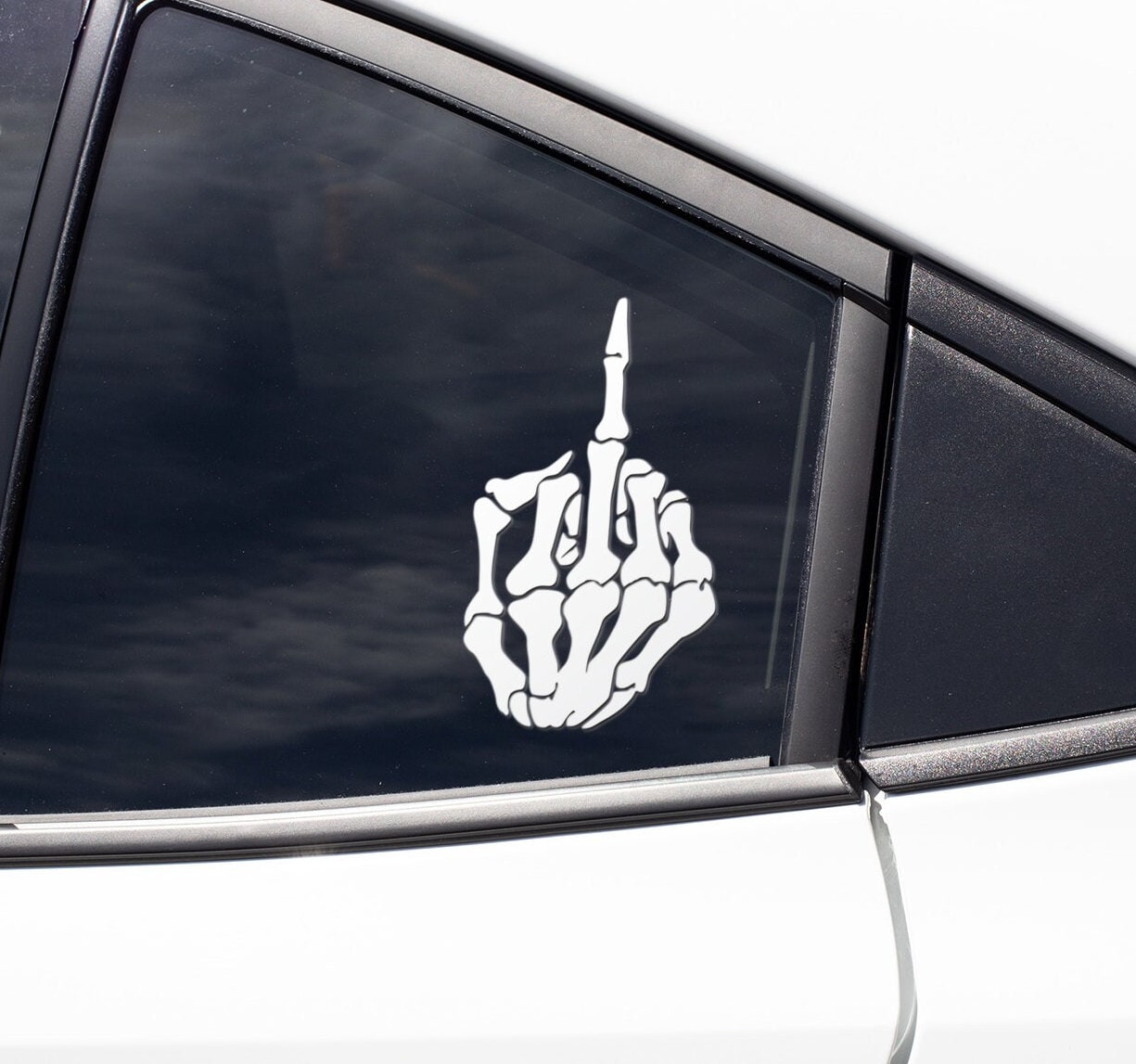 Middle Finger Car Rim Skeleton Middle Finger Car Decal: Funny Vinyl Laptop Sticker - Etsy