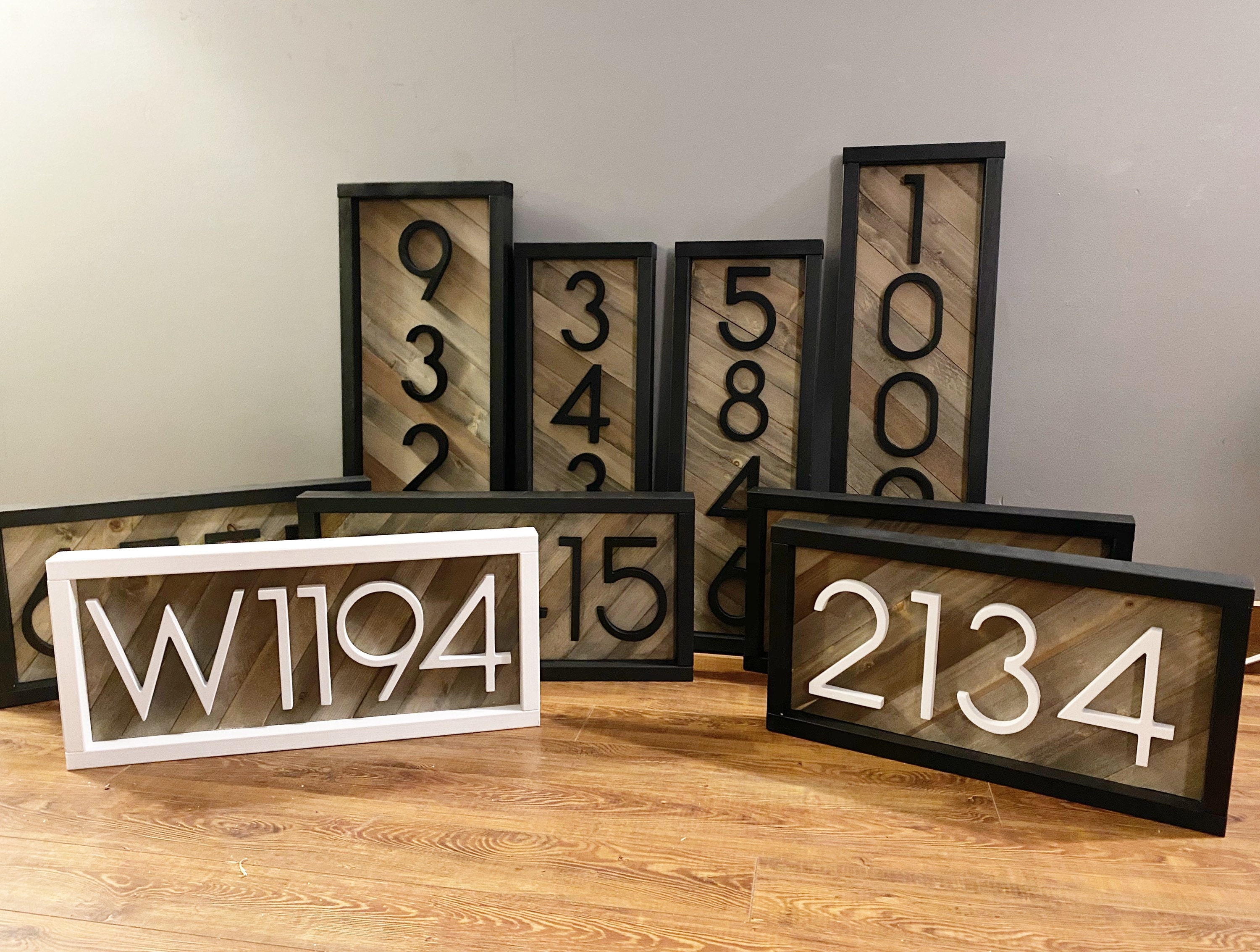 Vertical Wooden address plaque address sign modern Etsy