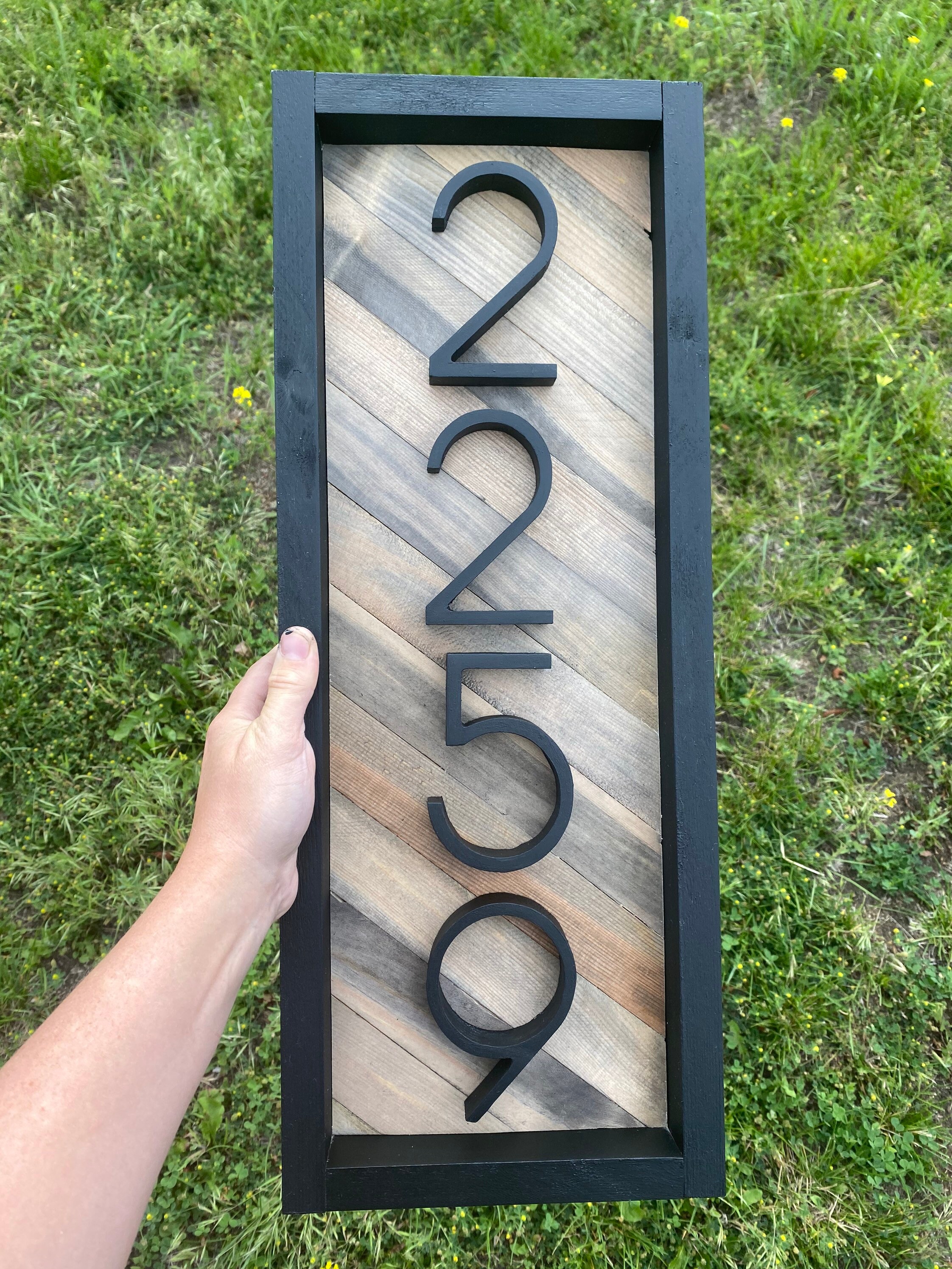 Vertical Wooden address plaque address sign modern Etsy