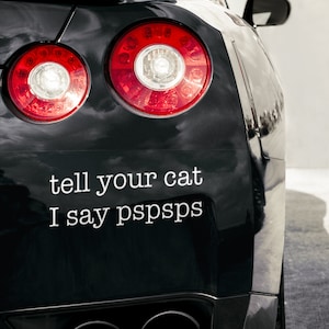 Tell your cat I said pspsps vinyl decal, cat lover gift, cat car decal, funny car sticker, gift for friend, window decal, car sticker