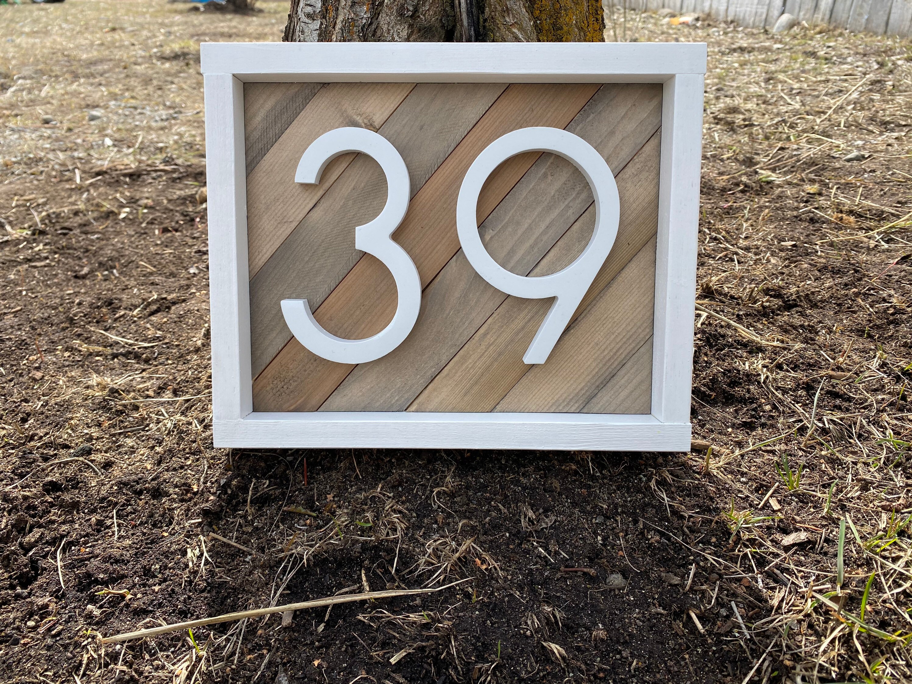 White Horizontal Wooden address sign address plaque modern Etsy