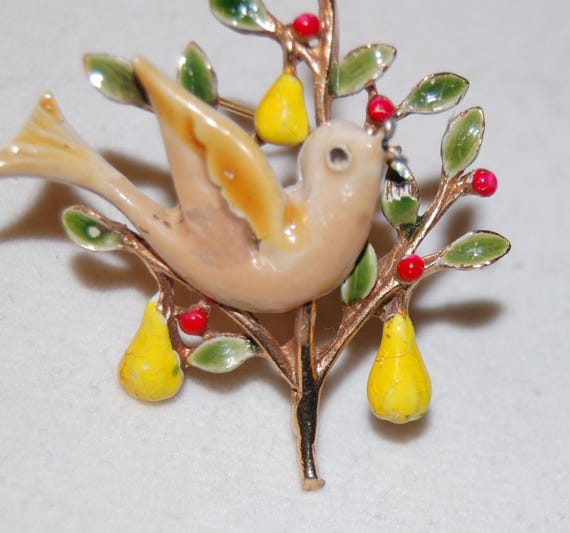 Art signature Partridge in a Pear Tree vintage br… - image 5
