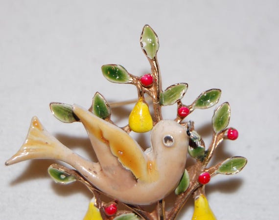 Art signature Partridge in a Pear Tree vintage br… - image 4