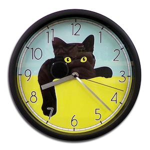 Kitty Cat Black Wall Clock