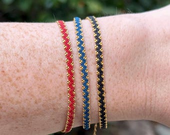 18k Gold Red String Bracelet: Dainty Bead Protection Bracelet