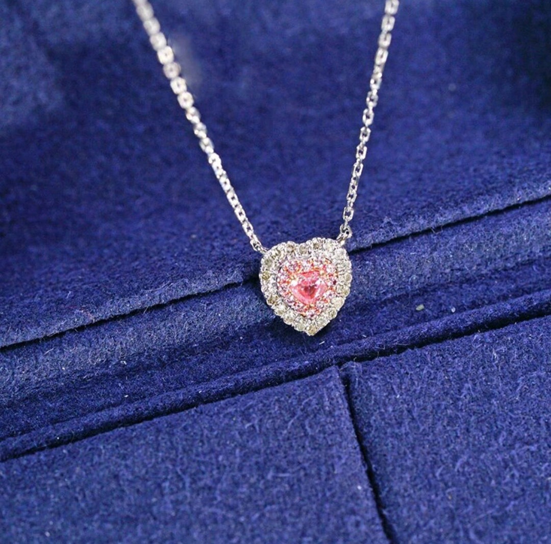 HAPPY HEART DIAMOND PINK GOLD NECKLACE