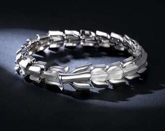 Men's Solid Platinum PT950 Dragon Bracelet | Handcrafted Dragon Cuff for Men | Luxurious Statement Jewelry | Gift for Him