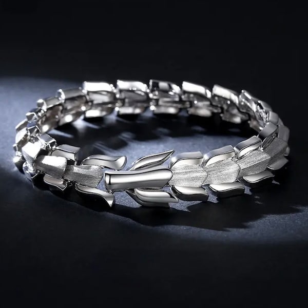 Men's Solid Platinum PT950 Dragon Bracelet | Handcrafted Dragon Cuff for Men | Luxurious Statement Jewelry | Gift for Him