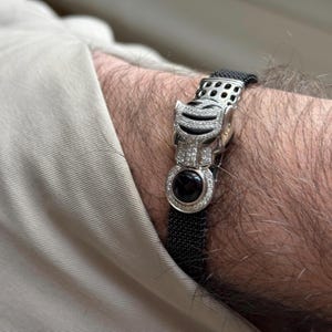 Bracelet extensible panthère en platine massif pour homme | Bracelet artisanal pour homme | Bijoux tendance luxueux | Cadeau pour lui | Bracelet homme