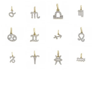14K Gold Diamond Zodiac Charm: Elegant SI1-2 White Diamond