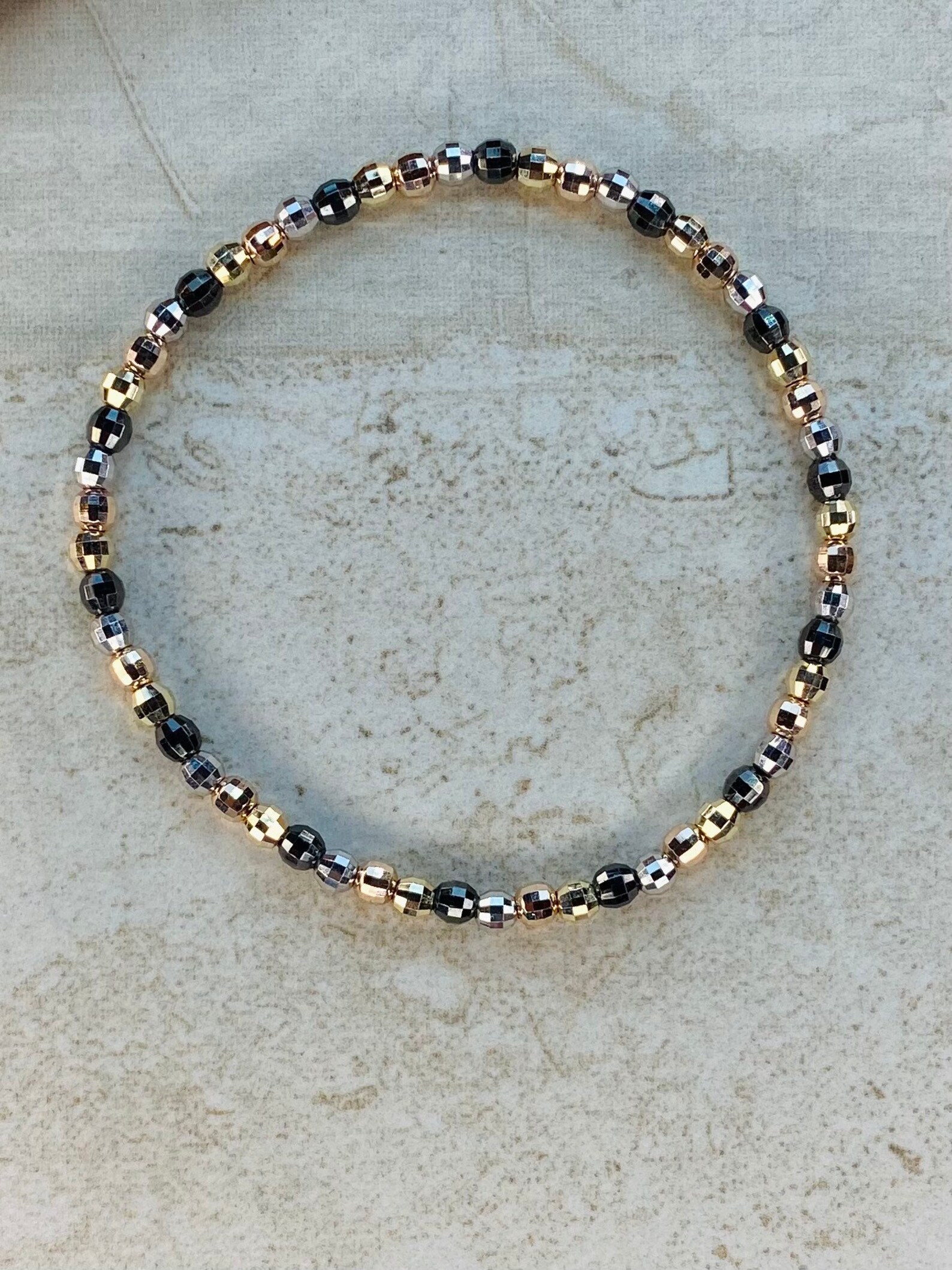 14k Solid 3mm Mirror Beaded Bracelet Dainty and Beautiful Etsy