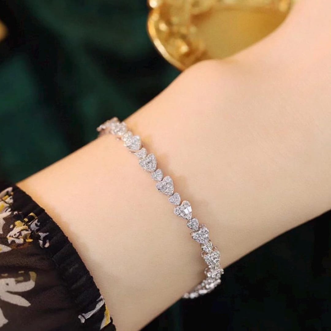 Bracelet Tennis Coeur Or & Diamants main image 1