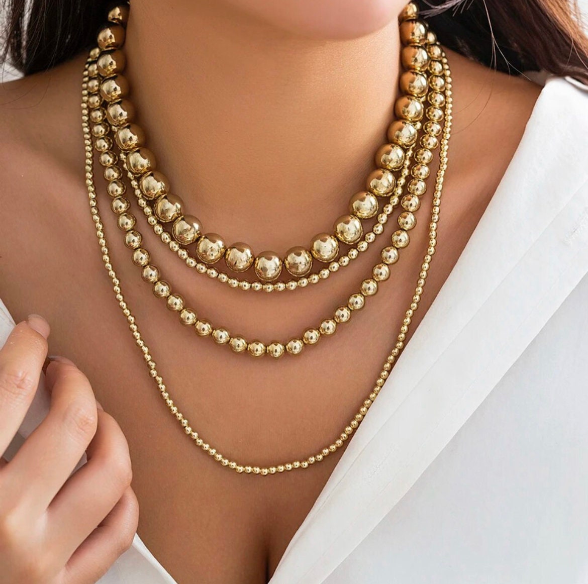 Crystal beads necklace designs in gold clearance