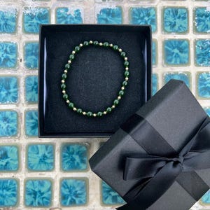 Green Jade Bracelet: 14k Gold Beaded, Natural Stone