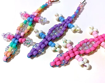 Deluxe Pastel Pony Bead Lizard (with holographic and rainbow accents)