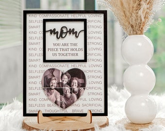 You Are The Piece That Holds Us Together Personalized Wooden Photo Plaque, Custom Mothers Day Puzzle Sign, Mother's Day Gift, Puzzle Piece