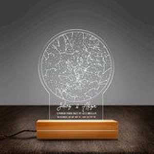 Star Map on Night Light, Custom Night Sky Chart Lamp, Personalized Acrylic Plaque LED Lamp Night Light, Anniversary Gift For Him & Her, image 3