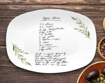 Personalized Handwritten Family Recipe Platter For Mom Grandma, Custom Handwriting Recipe Platter, Family Recipe Keepsake, Christmas Gift