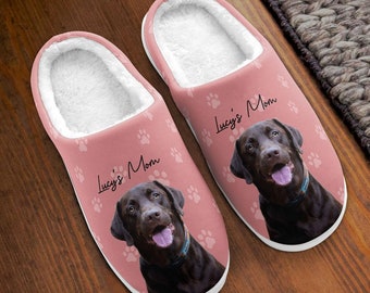 Personalized Photo Slippers, Custom Pet Photo Gift For Dog Lovers, Dog & Cat Personalized Fluffy Slippers, Gift For Pet Owner, Funny Slipper