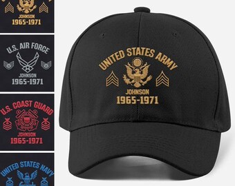 Custom U.S. Military Ranks Baseball Cap, Embroidered U.S. Veteran Classic Hats, Perfect Father's Day, Dad, Grandpa Gift, Veteran Gift Idea