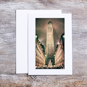 Impression d'art carte de vœux, Noël à New York, carte de vœux, vacances à New York, impression de la ville de New York, carte de Noël, Rockefeller Center,