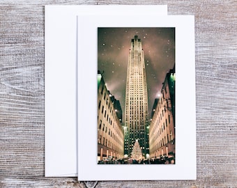 Kunstdruck Weihnachtskarte, Weihnachten in New York, Weihnachtskarte, Feiertage in New York, New York City Print, Weihnachtskarte, Rockefeller Center,