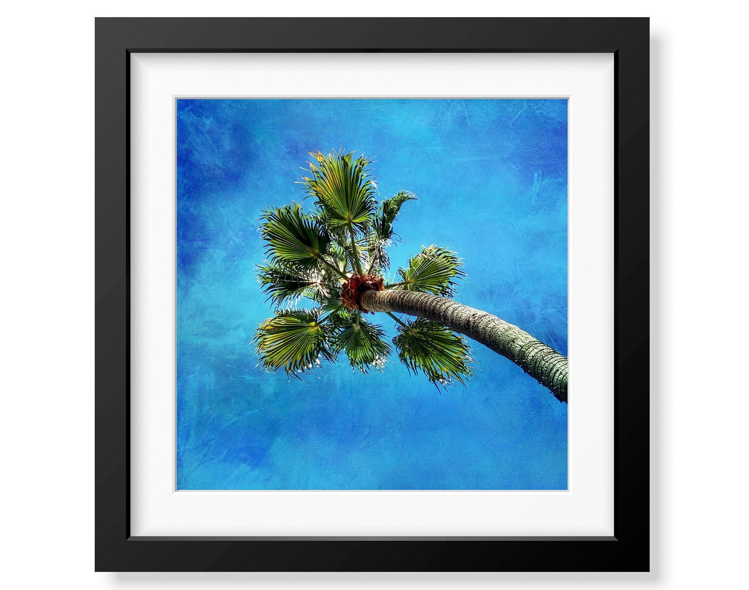 Palm Tree Picture, Palm Tree Wall Art, Bright Blue, Blue Wall Print, Colorful Wall Art Etsy