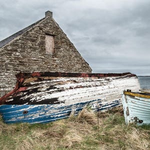 Nautical photography, Fishing boats, Storm, Old Wood, Peeling Paint, Scotland, Abandoned, Fine Art Print, &quot;Abandoned&quot;