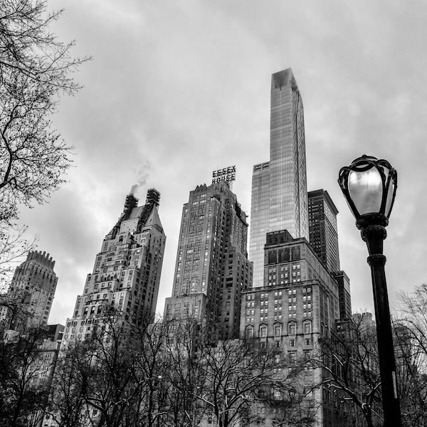Impresión de Nueva York, NYC, Central Park, Skyline, Rascacielos, Foto de Manhattan, B/N, Sepia, Color