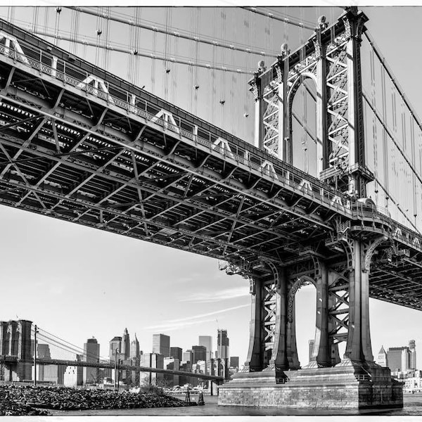 New York Photography, Manhattan Print, NYC Skyline, Cityscape, Urban Print, Manhattan Bridge