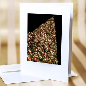 Tarjeta de vacaciones, tarjeta de Navidad, árbol de Navidad, fotografía de Navidad, vacaciones, luces de Navidad, fotografía nocturna, conjuntos de tarjetas,