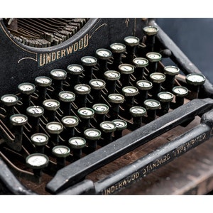 Typewriter Photography, Underwood, Retro Print, Office Decor, Old Typewriter, Color