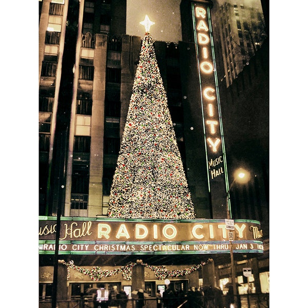 Radio City Music Hall, fotografía de Nueva York, impresiones navideñas, festividades, arte de Nueva York