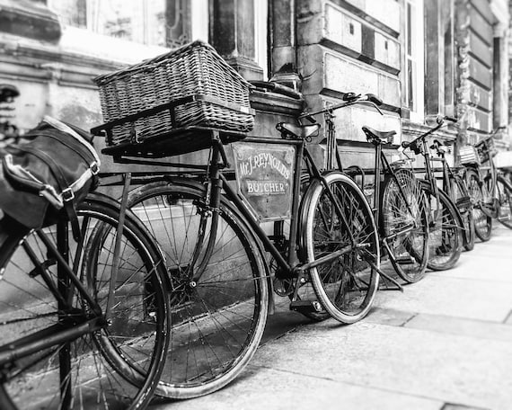 Vintage Bicycle Bike Print Black and White Retro Photography
