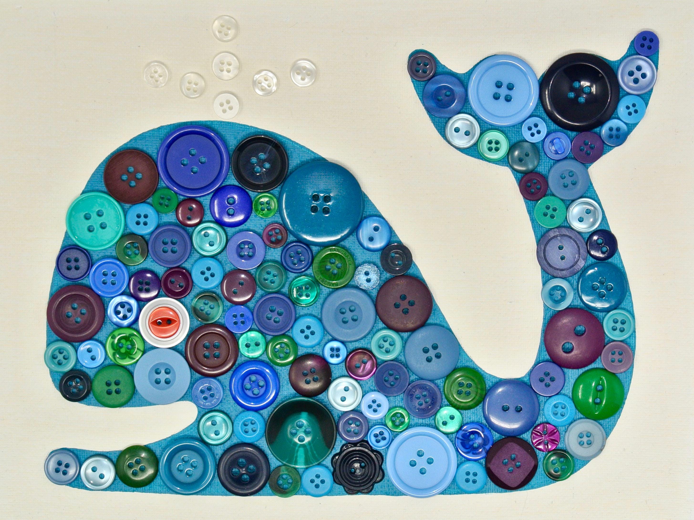 Button Craft KIT for Kids, Whale Craft kits, Kids crafts, Whale Button Craft, DIY puzzle, Whale Crafts for Kids, kid's button art, whale art