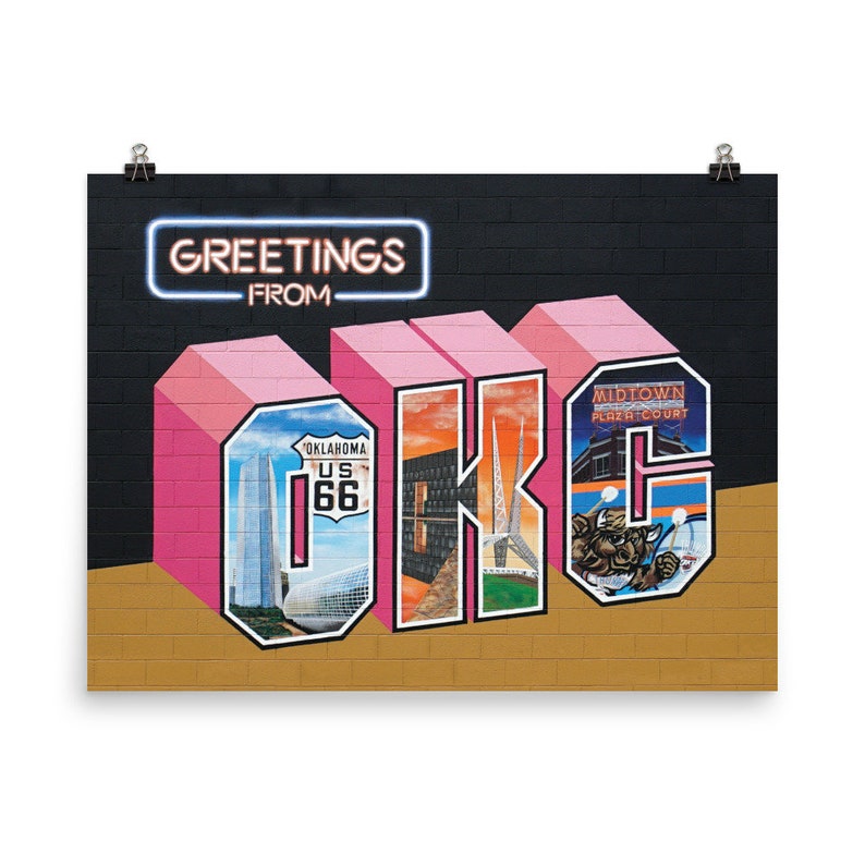 Greetings From OKC Mural Sign Painting Oklahoma City Street Art Print