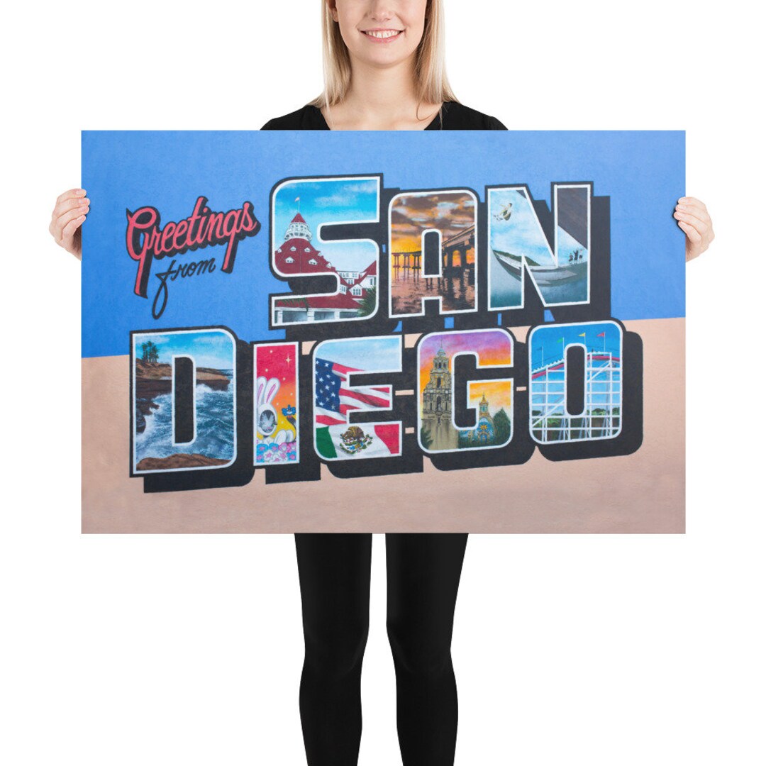 Greetings From San Diego Mural Street Art Print of Vintage Etsy