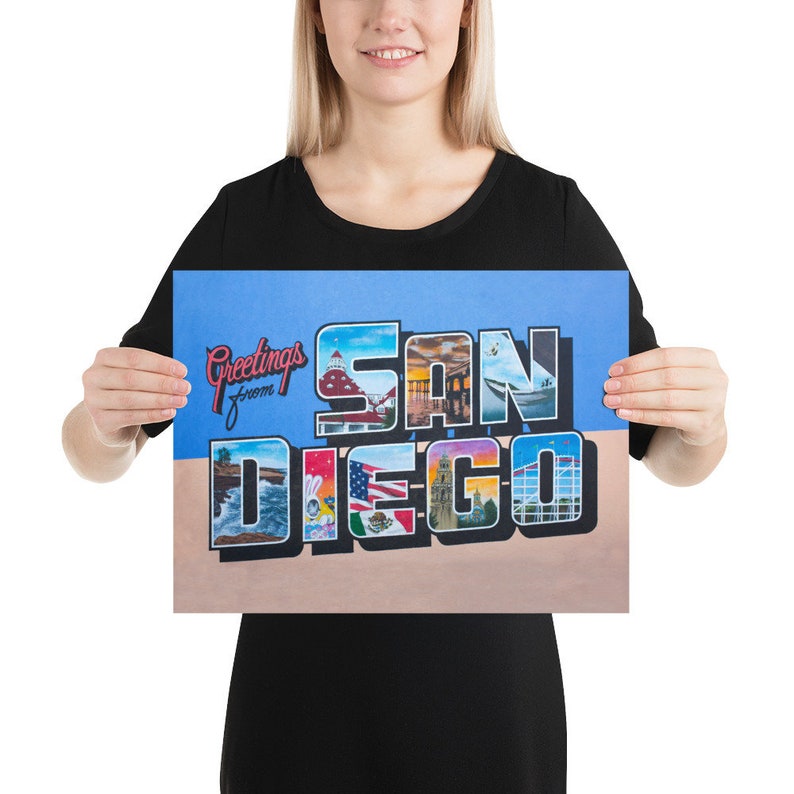 Greetings From San Diego Mural Street Art Print of Vintage Etsy