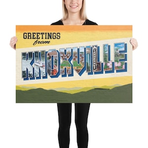 Salutations de Knoxville Mural - Street Art Print of Postcard Graffiti in TN - Retro vintage Poster