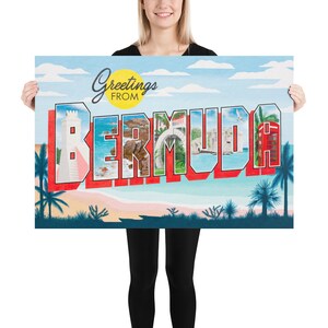 Grüße von Bermuda Wandschild Malerei - Straße Kunstdruck von Postkarte Graffiti Geschenk von Vacation Island Travel